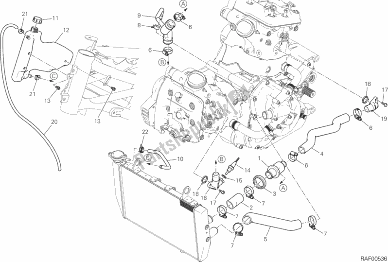 All parts for the Cooling Circuit of the Ducati Multistrada 1200 Enduro Touring USA 2017